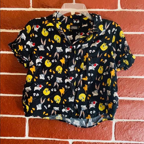 Looney Tunes Button Up Collar Top - Picture 1 of 3